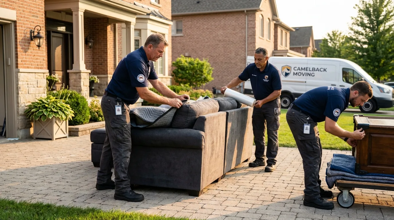 Large estate moving crew wrapping furniture in Wolf Point, MT