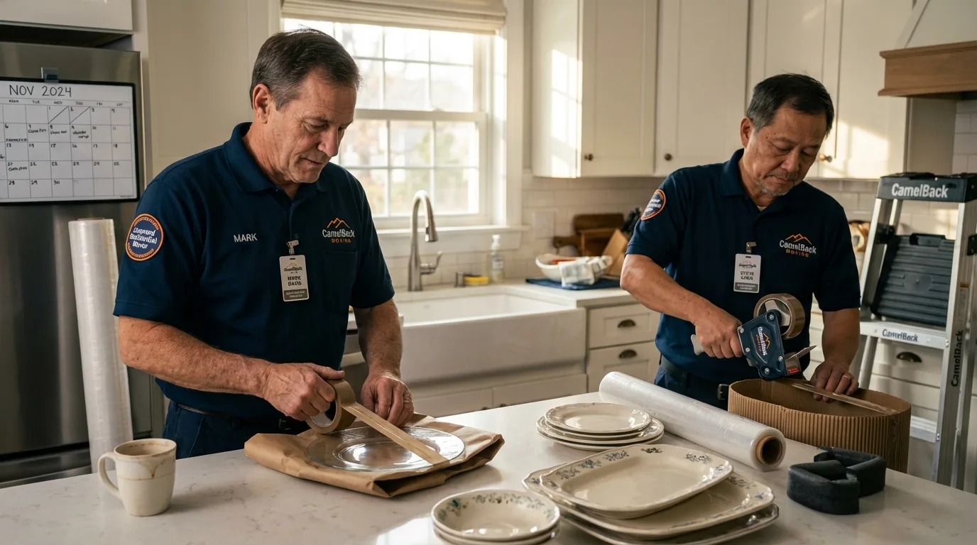 Professional crew packing kitchen dishware in Wolf Point, MT